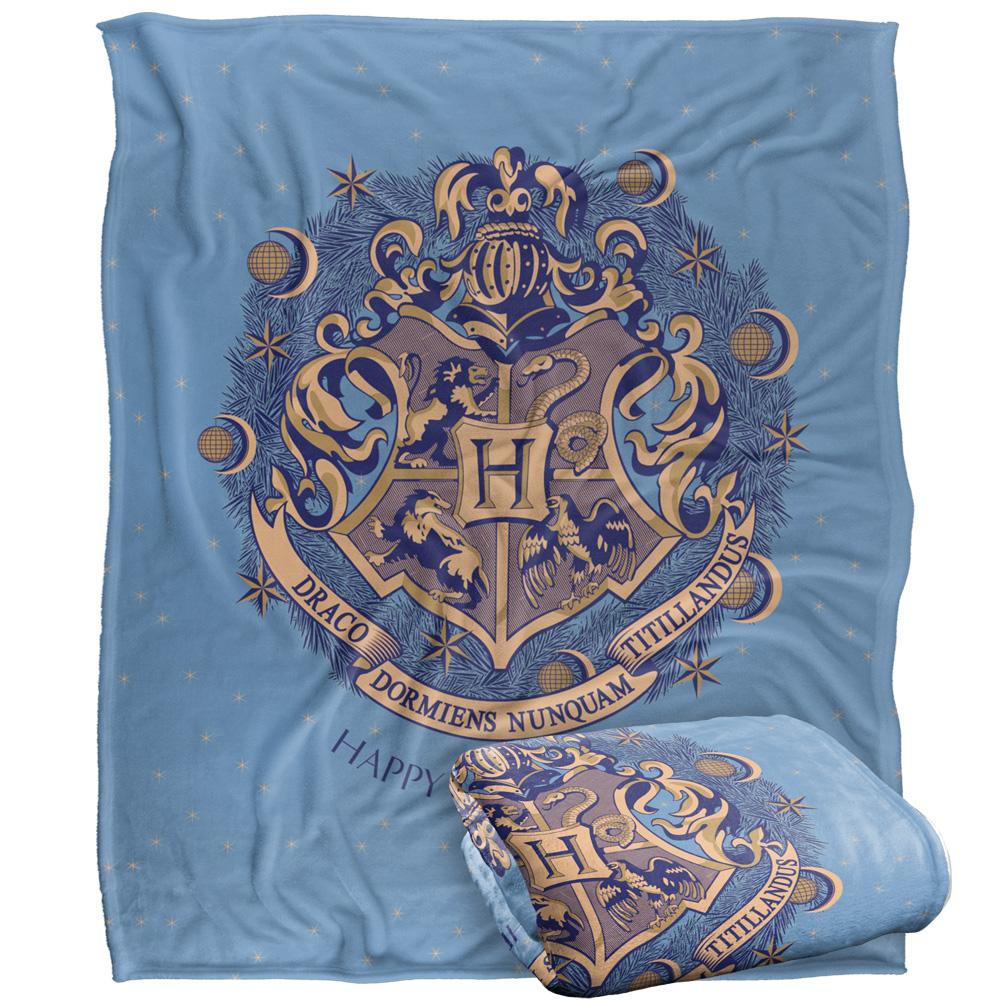Harry Potter Happy Christmas Hogwarts Crest Blanket