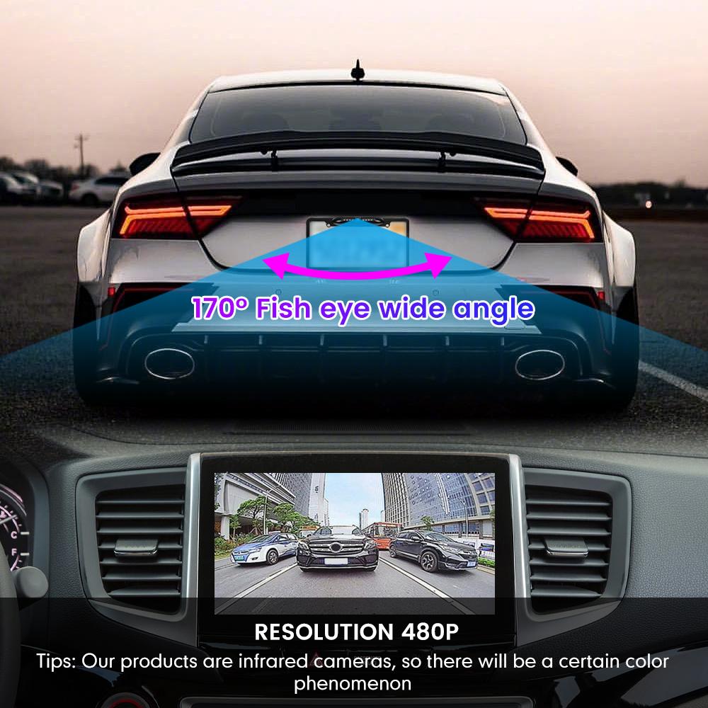 American License Plate Frame Waterproof Car Rear View Camera US Reverse Backup Camera IR Night Version Parking Assistance 8LED