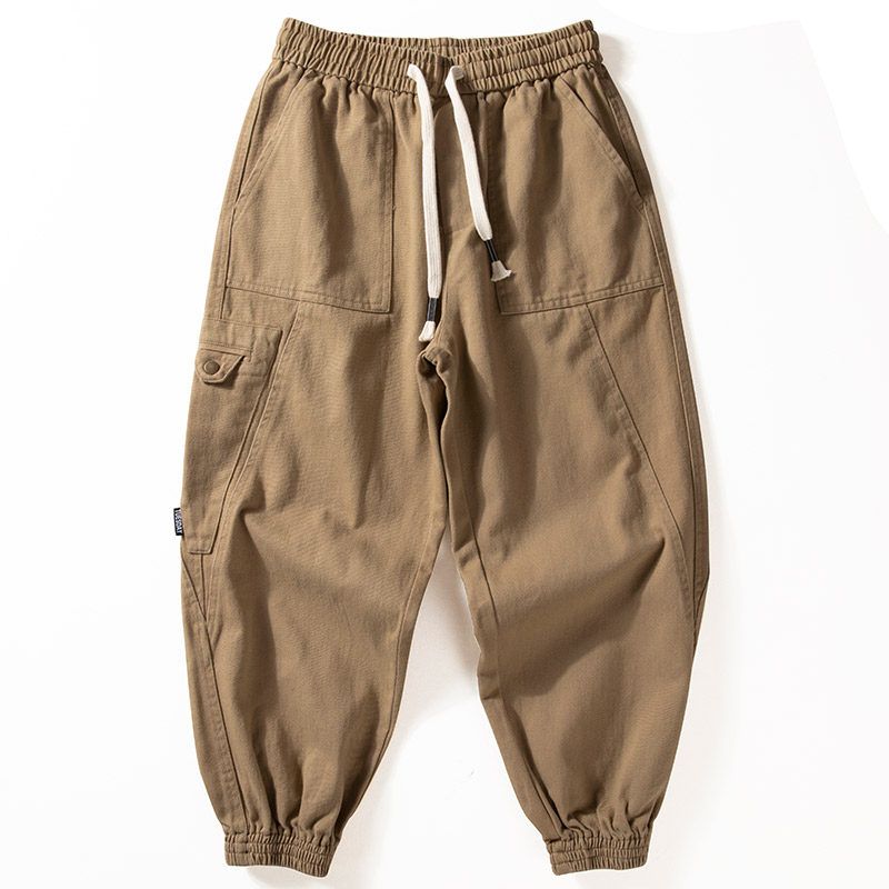 Heavy Weight Washed Youth American Street Casual Jogger Pants Kakh 3XL