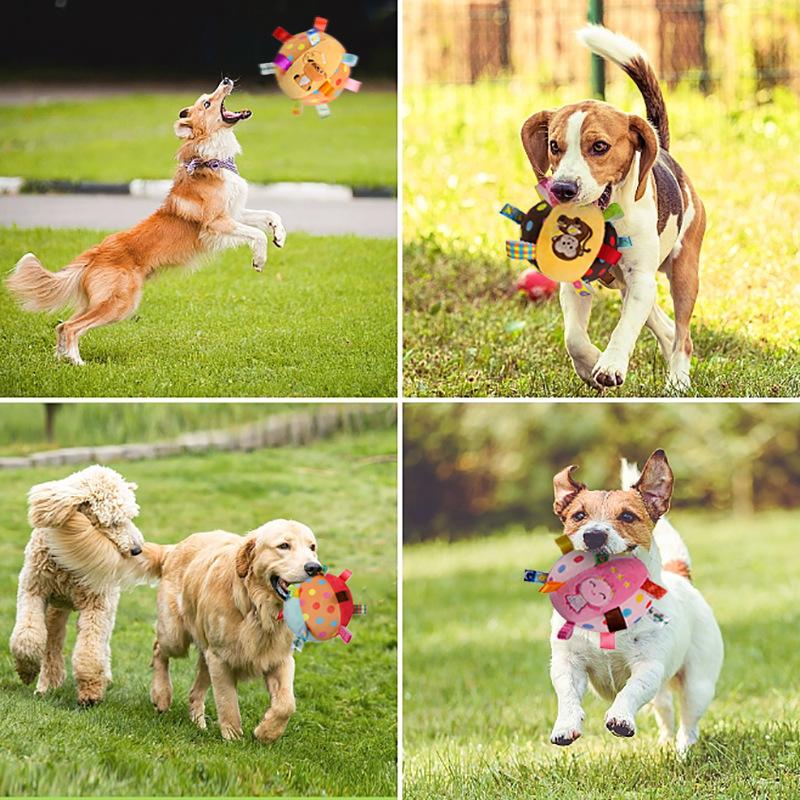 Plüsch-Hundespielzeugball mit Gesang, lustiges interaktives Haustierspielzeug mit Glöckchen, Zahnreinigungs-Kauspielzeug für kleine und große Hunde, Katzen, Welpenspielzeug