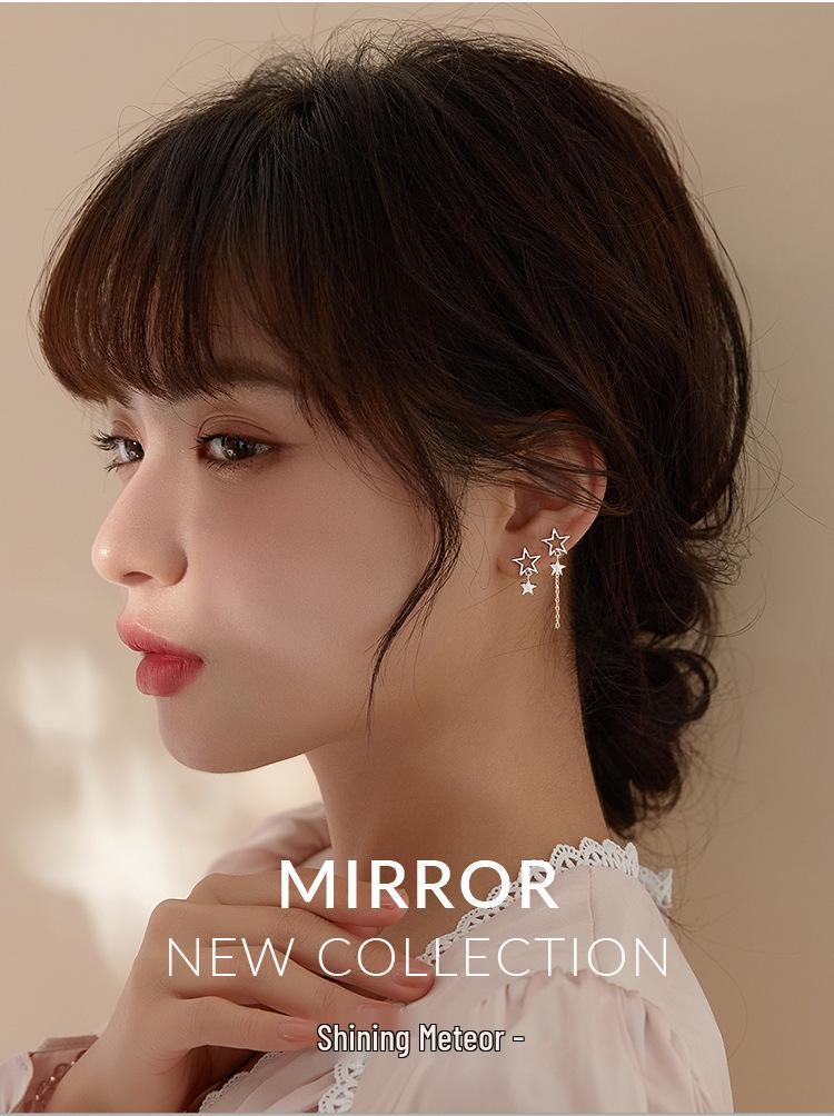 Asymmetrical Korean Style Star Tassel Stud Earrings for Women - Retro Fashion Hip Hop Jewelry