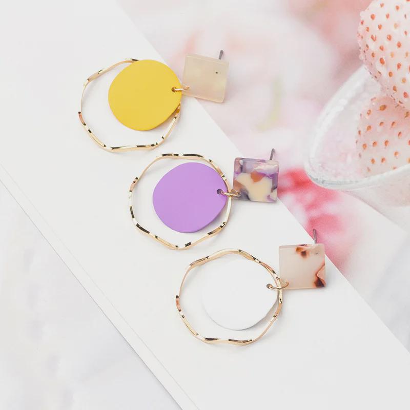 Nouvelles Boucles d'Oreilles Créoles Couleur Bonbon Coréennes - Design Frais et Tendance pour Femmes