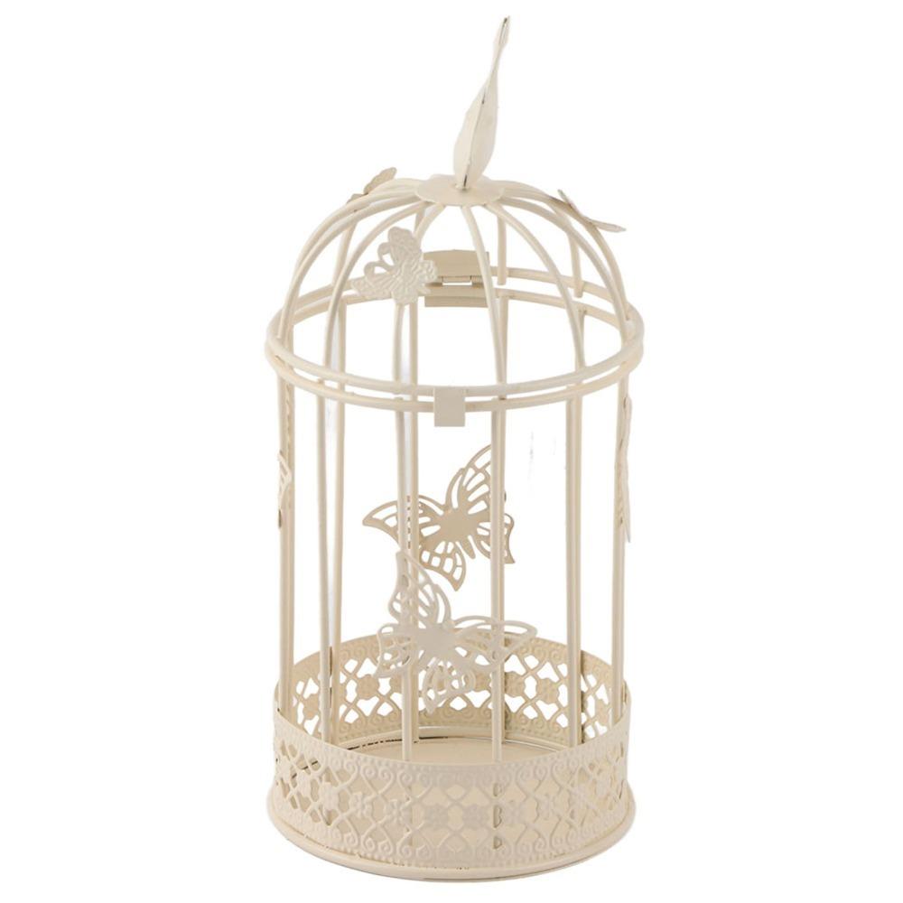 Birdcage Hollow Birdcage Candle Holder 8.66x3.62 in Café Bar Desktop Candle Stand Hotel Display белый