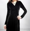 Women's And Winter Gold Velvet V-Neck Solid Color Long-Sleeved Party Dress