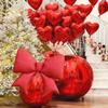 Red 4D aluminum foil balloon bow balloon and red heart balloon set for proposal, New Year's anniversary, birthday decoration