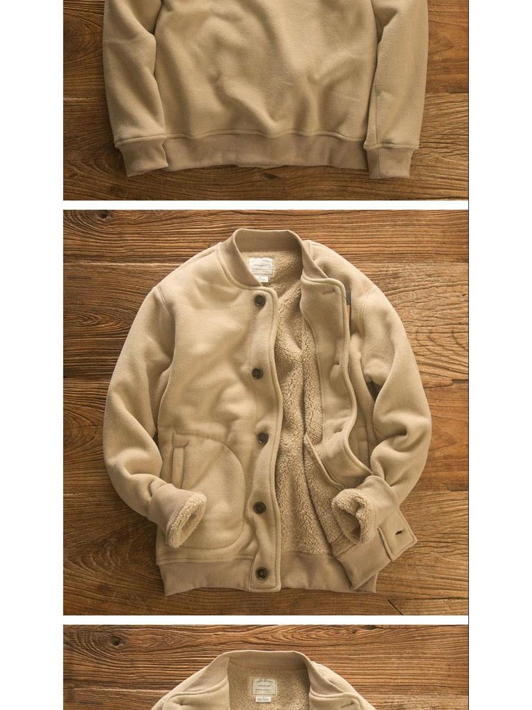 Retro Amekaji Men's Fleece-Lined Baseball Collar Jacket (2026)