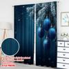 2pcs 2D flat printing Merry Christmas Party Curtains Christmas Ornament Blue Bauble Digital Printed Polyester Drapes Party