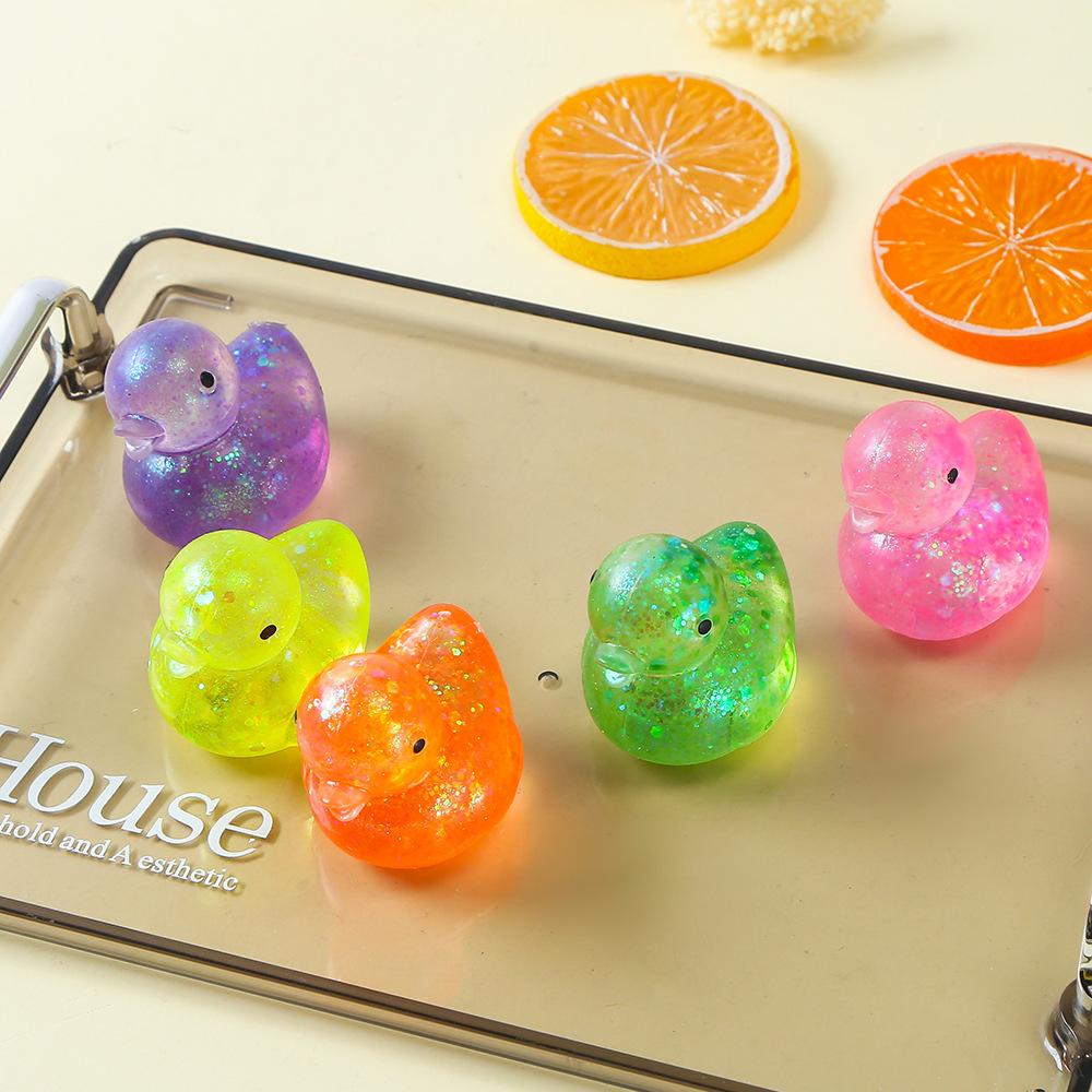 2 Stück Glänzende Glitzer Klare Ente Squishy Fidget Spielzeug, Weiche Dehnbare Quetsch-Ente Sensorisches Spielzeug