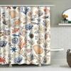 Sea Life Patterned Shower Curtain Navy Blue Coral Red Fish Shellfish Bath Decor Set 72 x 84 inches AliExpres