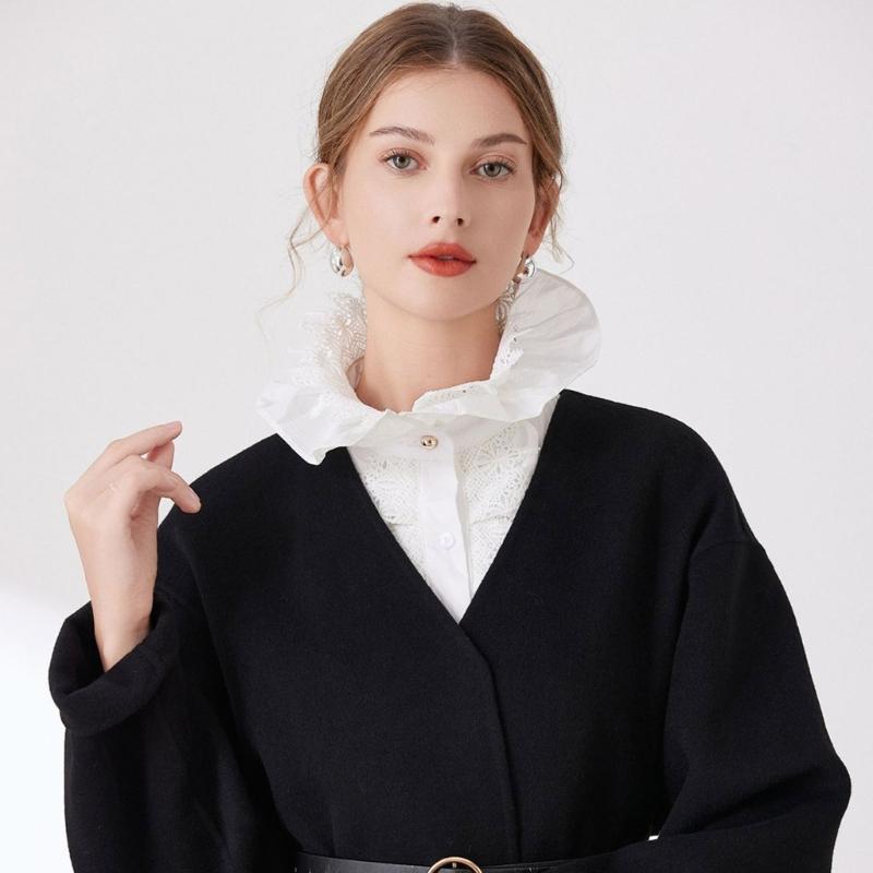 Elegant Ruffle Lace Detachable Collar False Collar Decorative Shawl Half Shiirt Fashion Neck Accessory For Office Women