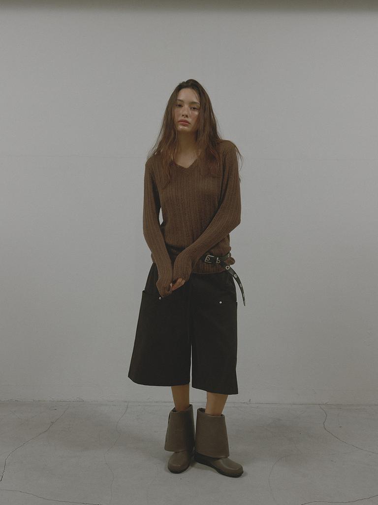 Asula V-Neck Golgi Knit (Brown)