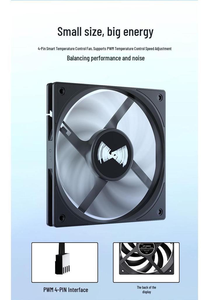 TEUCER 12015 15mm Leiser Schwarzer Desktop-PC-Lüfter mit Temperaturregelung