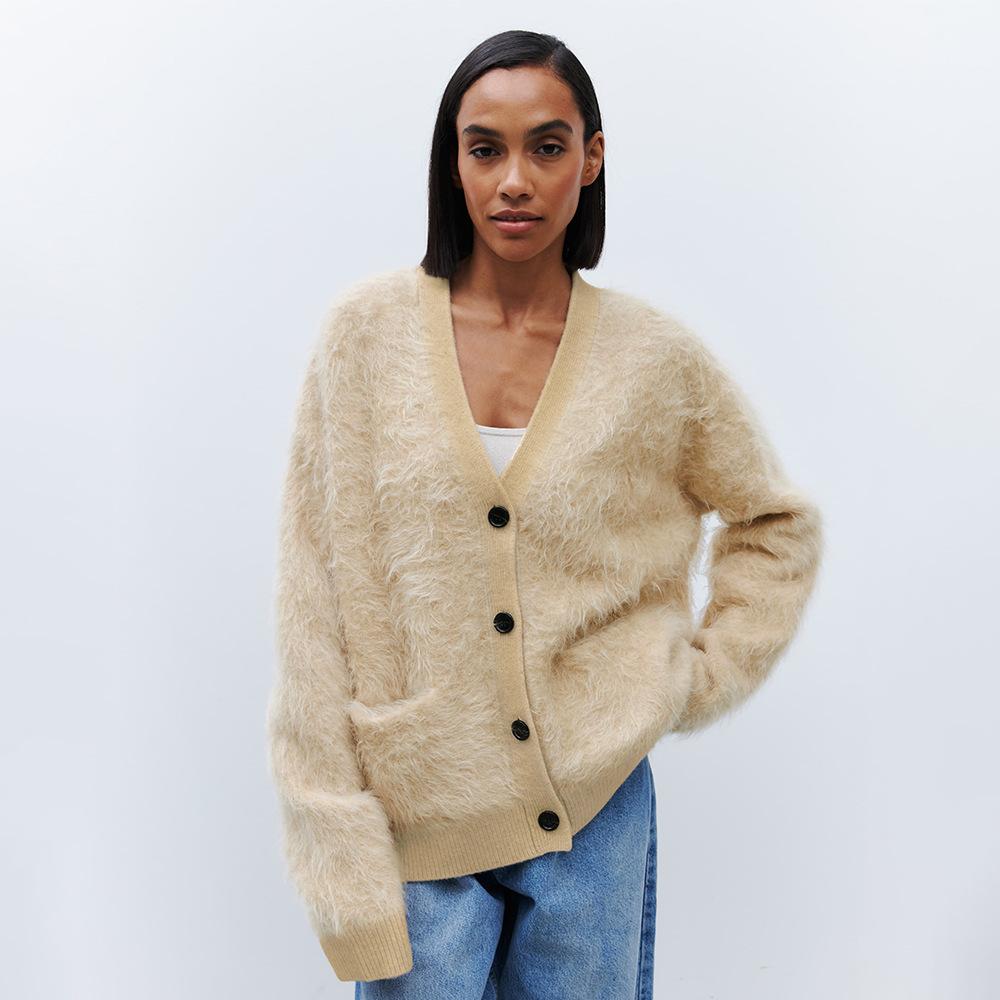 

Норковый Вельветовый Свитер Кардиган Женский Осень Зима Ленивый Свободный Вязаный Свитер Теплый Свитер Кардиган Смесовый Удобный Подкладка Длинные Рукава Свитер L