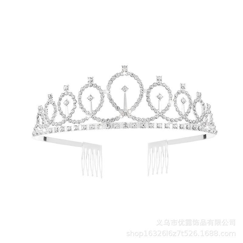 First Birthday Number Crown Water Diamond Headband  Ball Hair Accessory Anti Slip Cake  Decoration Alloy Hair Band