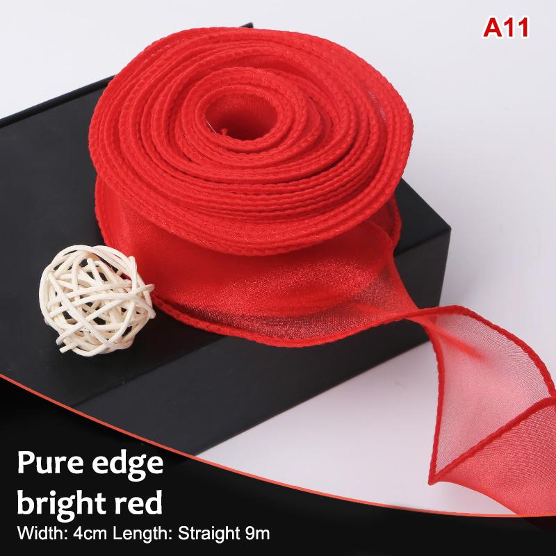 10Yards Organza Solid Color Ribbon 4Cm Wavy Edge Ribbon For For Flower Bouquet Gifts Packaging Party Decorations Diy