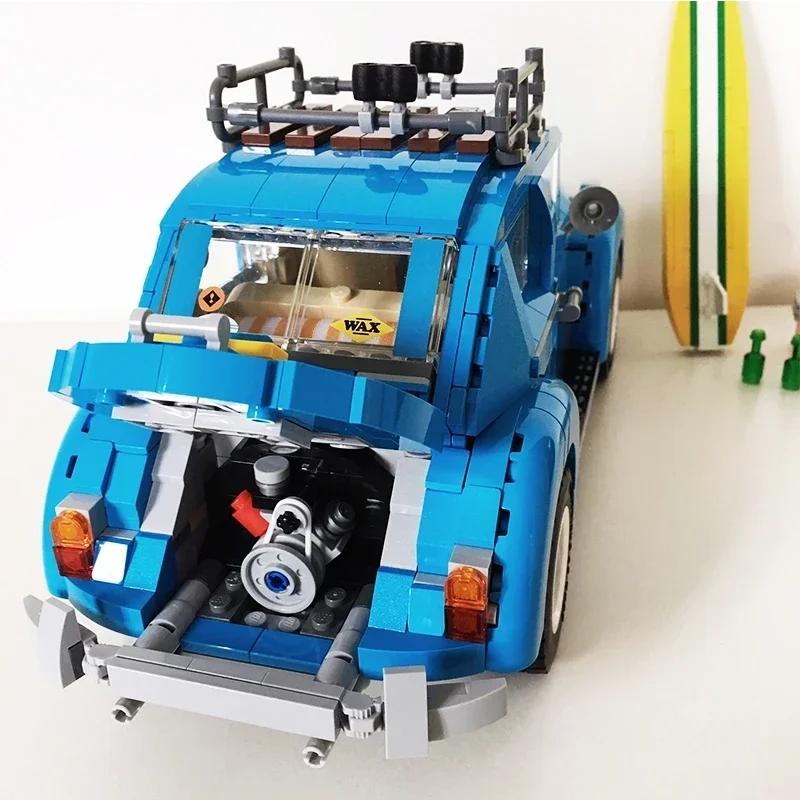 Technical Classic Blue Beetle Car Building Blocks Creative Beetle Vehicle Model Bricks Toys for Kid Birthday Gifts