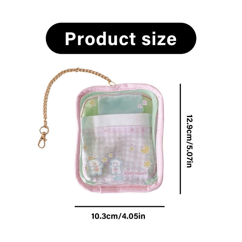Clear PVC Storage Bag With Cartoon Prints Spacious Compartment Display Pouch For School Travel Outdoor Activities