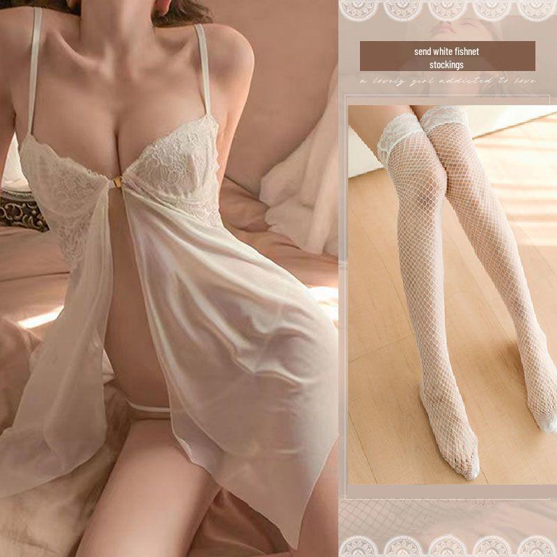 Atmosphere Luxury Lace Nightgown with Underwire and Tie, Exuding Pure Desire and Elegance