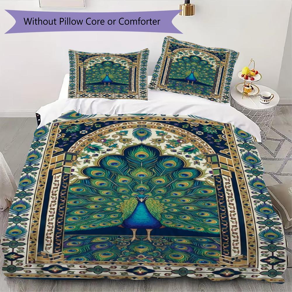 

Peacock Pattern Bedding uilt Set uilt Cover Pillowcase Home Decoration Birthday Gift (1 * duvet cover + 2 * pillowcase without core)120 135x200cm