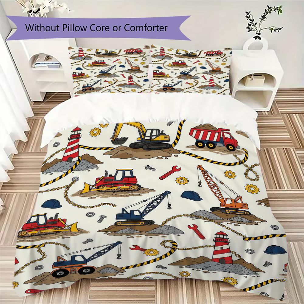 Colorful Repeat Truck Pattern Bedding Uilt Set Uilt Cover Pillowcase Home Decoration Birthday Gift (1 * Duvet Cover + 2 * Pillowcase Without Core)