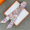 POBING Fashion Print 18m/m Twill Silk Scarves Women Luxury Brand Scarf Bag Ribbons Tie Head Scarf Small Long Skinny Scarf 86*5CM