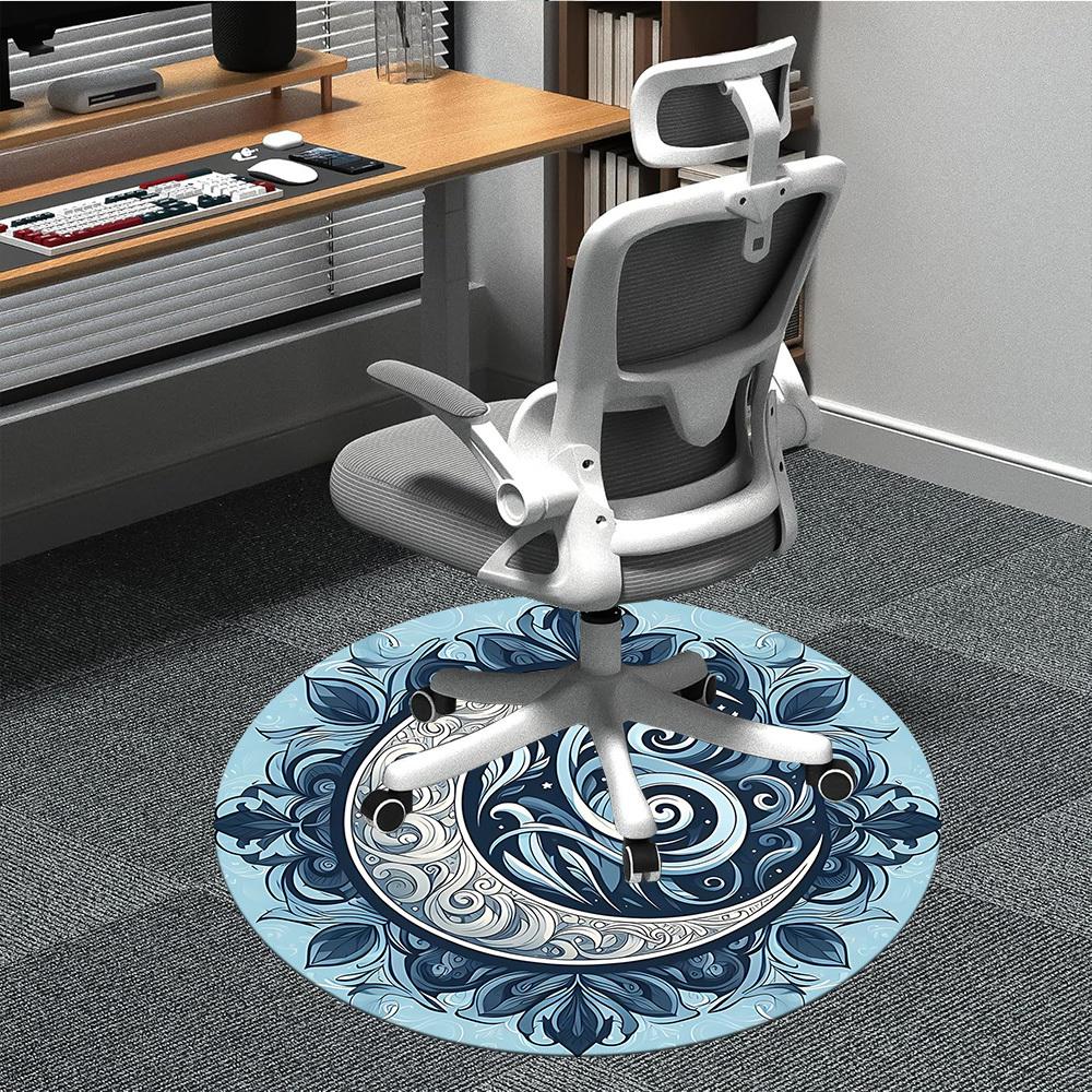 1pc Moon Swirls Office Round Area Rug, Mat Suitable For Office, Under Office Chairs Bedroom Living Room Home Decor, Room Deco