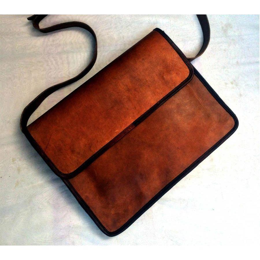 

Винтажная мужская сумка-мессенджер из состаренной коричневой кожи для ноутбука, на плечо 9 x 7 x 3 in