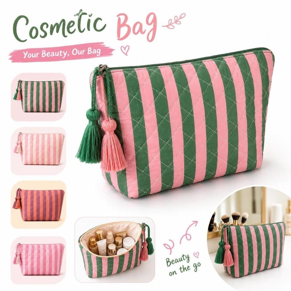Large Capacity Toiletry Pouch with Tassel Travel Pouch Reusable Makeup Organizer  Women