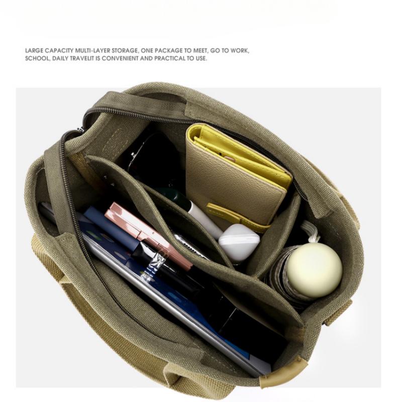 Thickened Thousand-layer Canvas Single Shoulder Handbag Crossbody Bag Large Capacity Multi-compartment Commuter Bag Small Handbag for Going Out