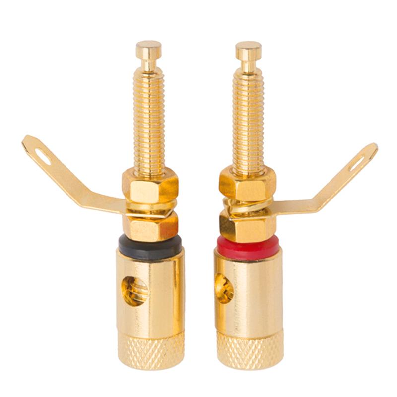 4Pcs Gold Plated Amplifier Speaker DIY Lengthen Terminal Binding Post Banana Plug Socket Connector Suitable for 4mm Banana Plugs