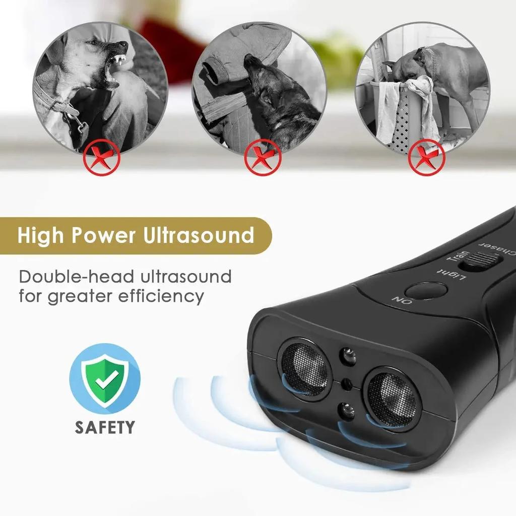 Repellente per Cani Domestici Anti Abbaio Stop Abbaio Dispositivo di Addestramento Cani LED Ultrasuoni Adattatore per Cani Senza Batteria Forniture per Animali Domestici All'Ingrosso