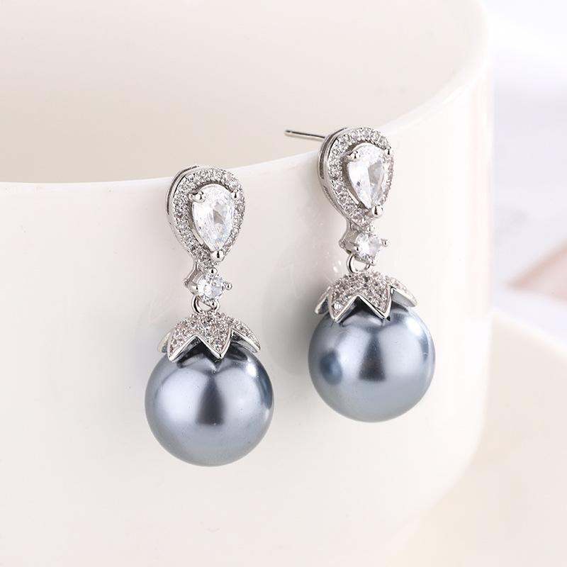 Schmuck Kupferboden Vergoldet Eingelegte Perle Temperament Leichter Luxus Anzug Frauen 14-12Mm