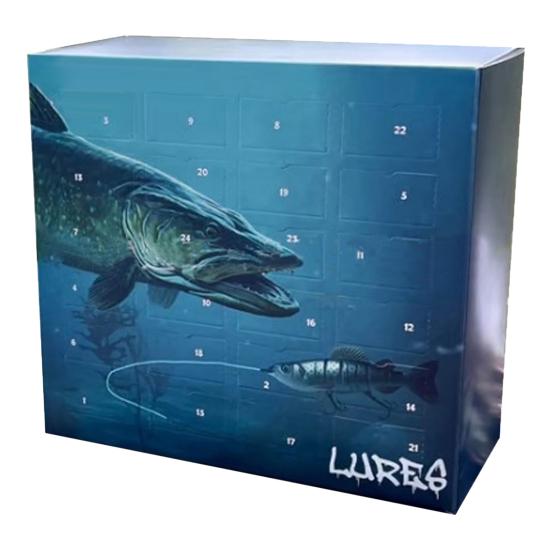 Fishing Lure Advent Calendar 2024 Fishing Christmas Countdown Calendar 24 Days Fishing Lure Vánoční dárky pro rybáře Muži Chlapci