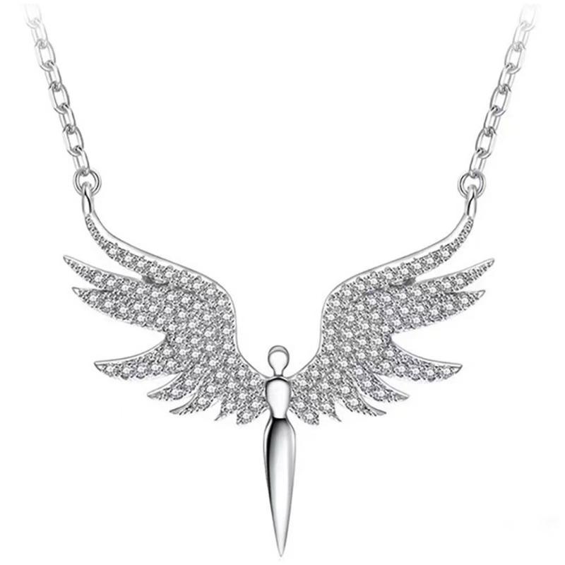 Stylish Alloy Angel Wing Pendant Necklace Unisex Clavicle Chain Ideal For Gifts And Everyday Fashion Accessories 1