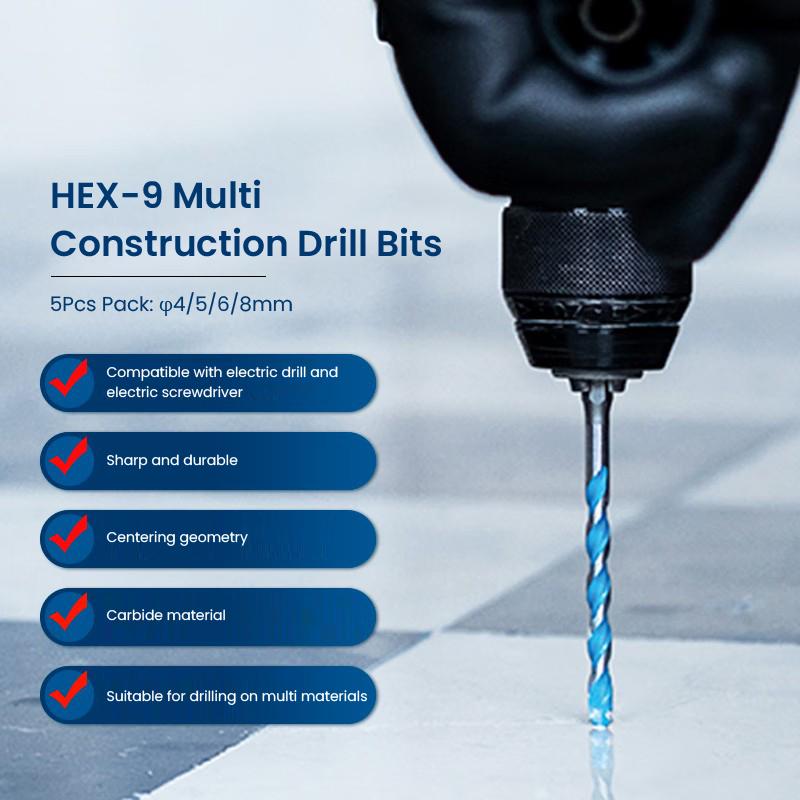Bosch HEX handle Drill Bits EXPERT series HEX-9 Multi Construction Centering Geometry