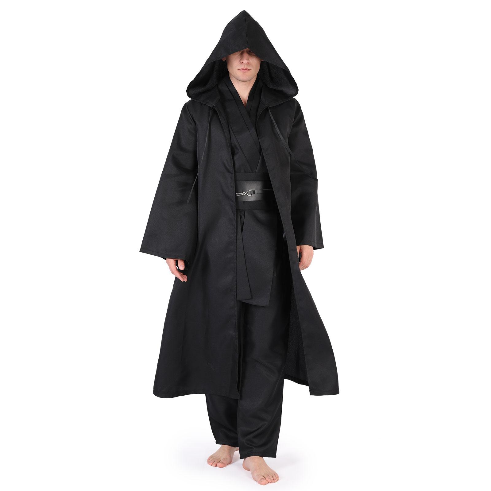 

P-jsmen Halloween Tunic Costume Set Cosplay Outfit Jedi Knight Brown White Hooded Cloak Robe Uniform For Unisex High Quality XS（old） чёрный