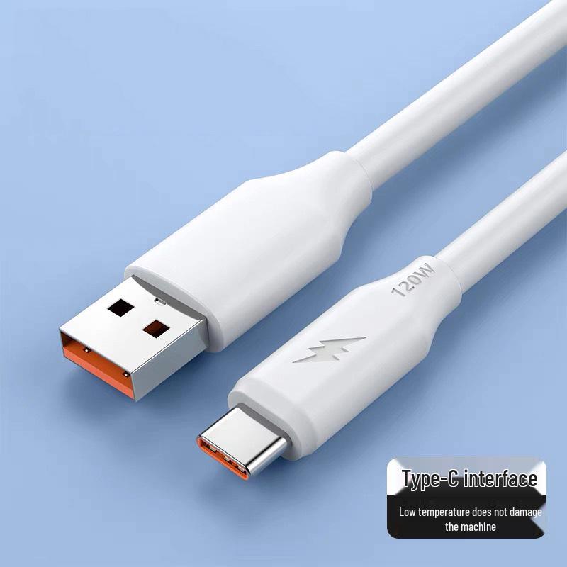 Elbow 120W Super Flash Charge Type-C Spring Cable for Apple, Huawei, Vivo, Oppo, Honor 6A.