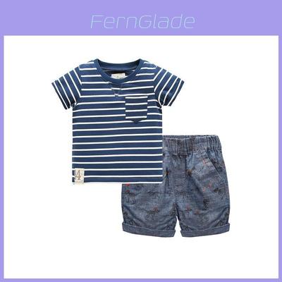 Kids Summer Cotton Striped Twopiece Set For Boys Ages 3 To 8