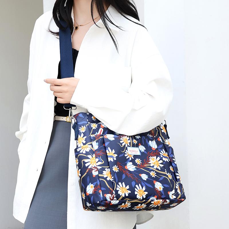 A4 Book Capacity Women Top-Handle Bag Fashion Floral Pattern Handbag  Fabric Shoulder Bag Female Casual Tote