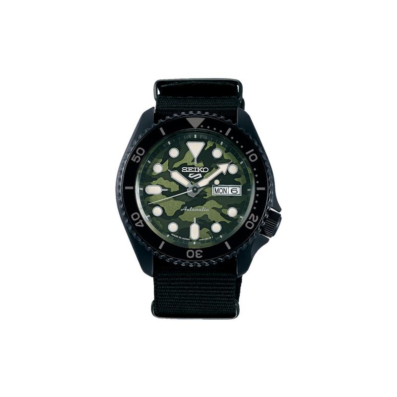 SEIKO Fashion Sports Waterproof 100 Meters Automatic Nylon Strap 46mm Men s Watch Green Dial SBSA173 зелёный