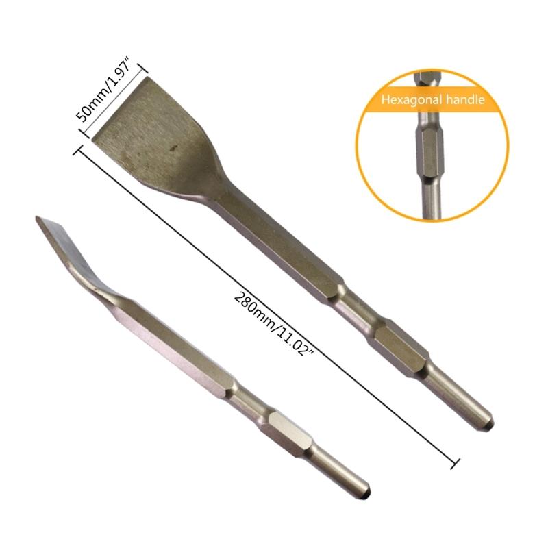 Square Hexagonal Handle Bent Flat Chisel Bit for Electric Pickaxe Head Shovel Hammer Impact Drill Bit (1 Pack)