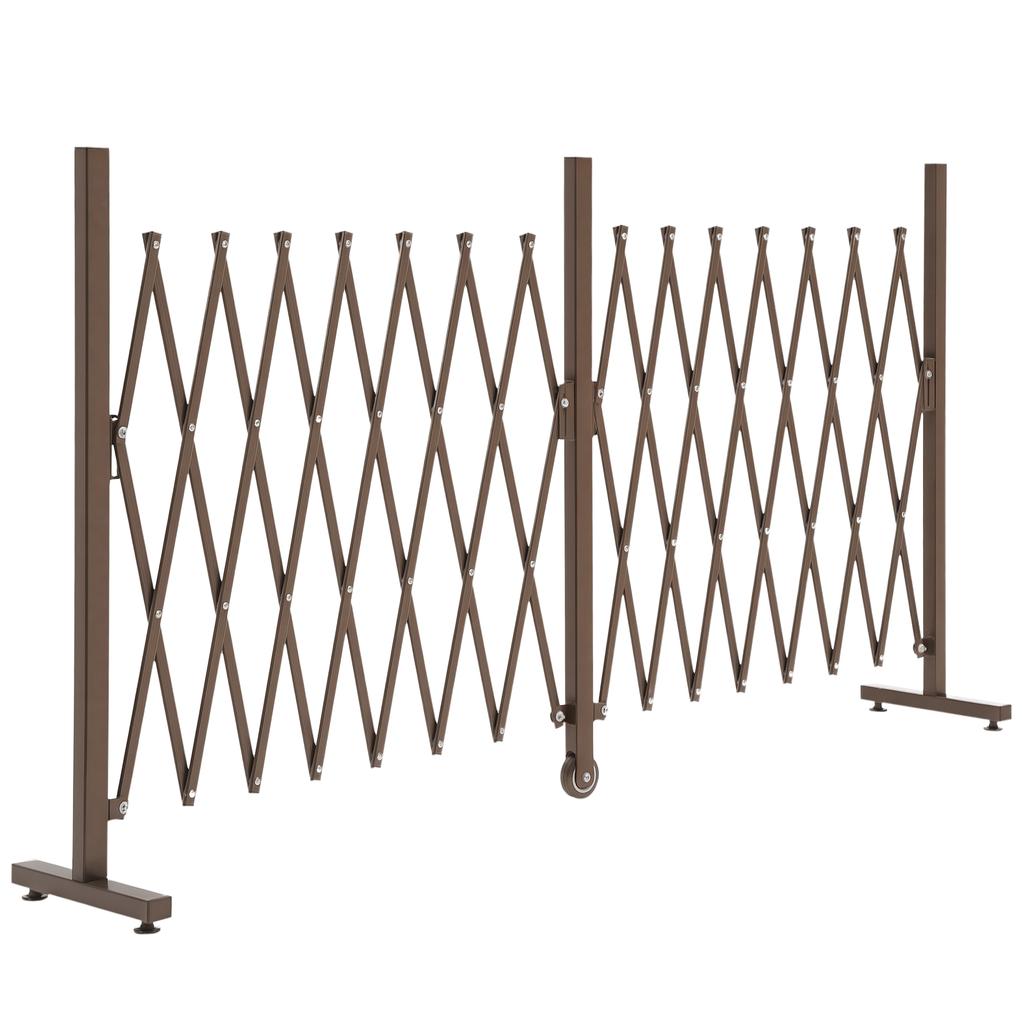 Expanding Trellis Fence Freestanding Movable Fence Foldable Garden Screen Panel Aluminium, 405cm x 103.5cm, Dark Brown