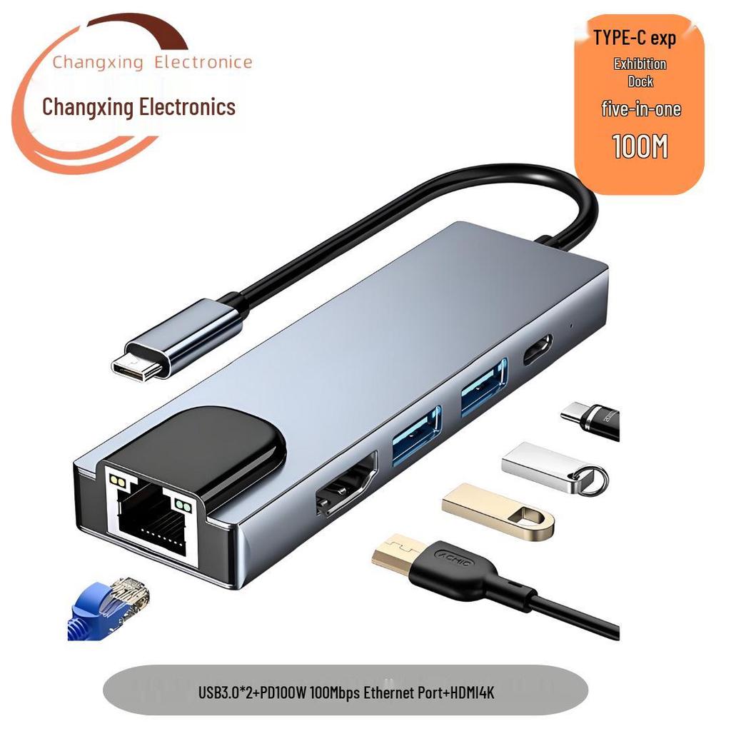 8-in-1 Type-C Hub: Multifunctional Card Reader & USB Network Expansion Dock