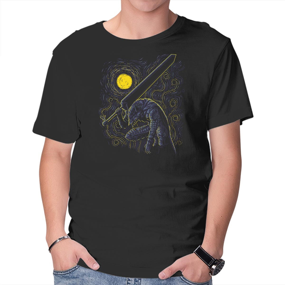 Unisex Crew Neck T-Shirt Impressionist Swordsman Graphic Short Sleeve Casual Tee XS