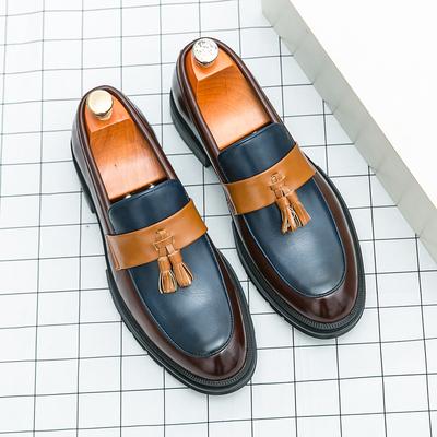 British Style Men's Leather Casual Shoes Trendy Color Blocking Commuting Work Leisure Shoes Men's High-end Banquet Dress Shoes