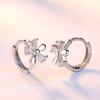 Sweet Women Blossom Shape Cubic Zirconia Inlaid Huggie Earrings Party Jewelry