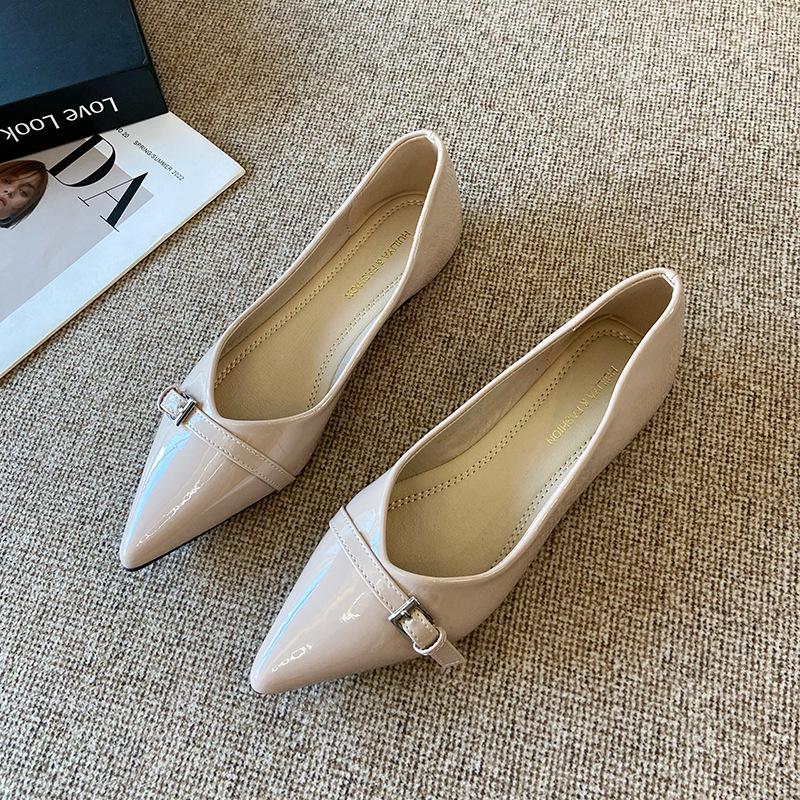 

W828-83 flat-soled single shoes women s shoes 2025 new spring French pointed black soft-soled temperament commuter shoes 40 розовый