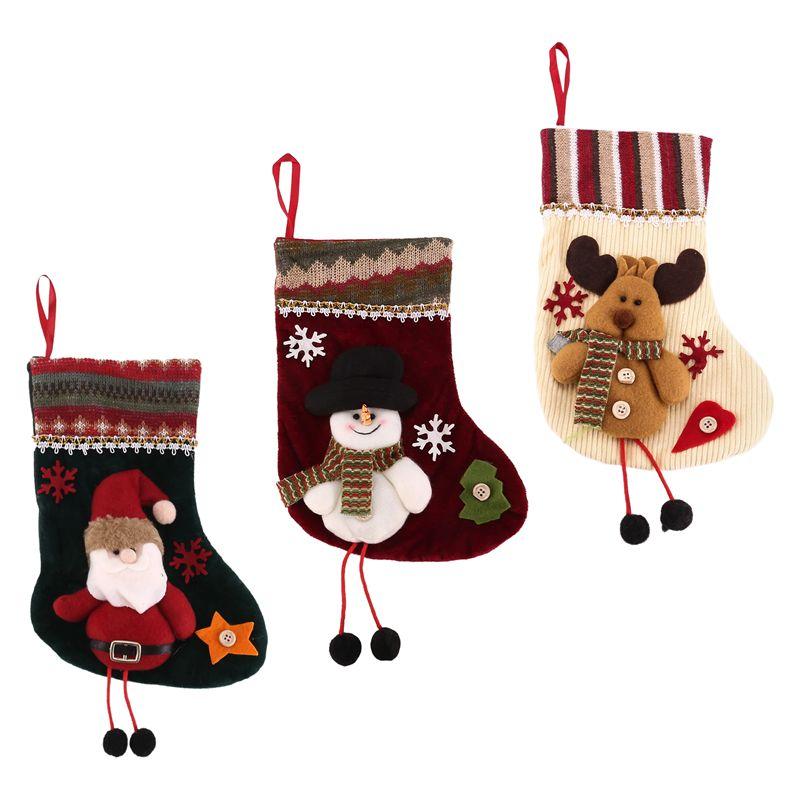

M-Modern-3 Pcs Christmas Stockings Santa Claus Reindeer And Snowman For Xmas Holiday Party Decor