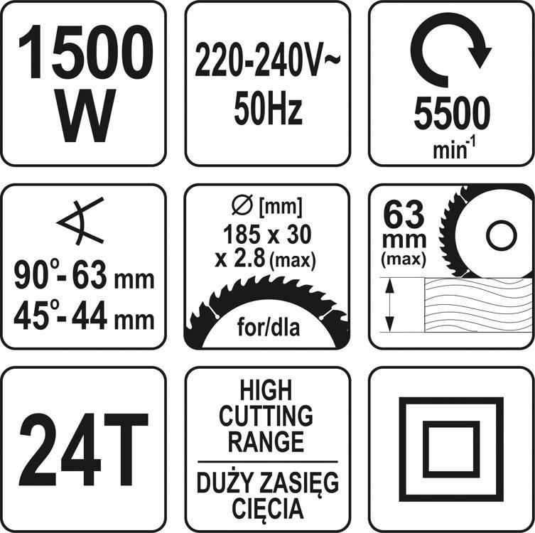 Circular Saw 185Mm 1500W 5500 Rpm Yt-82151 Yato