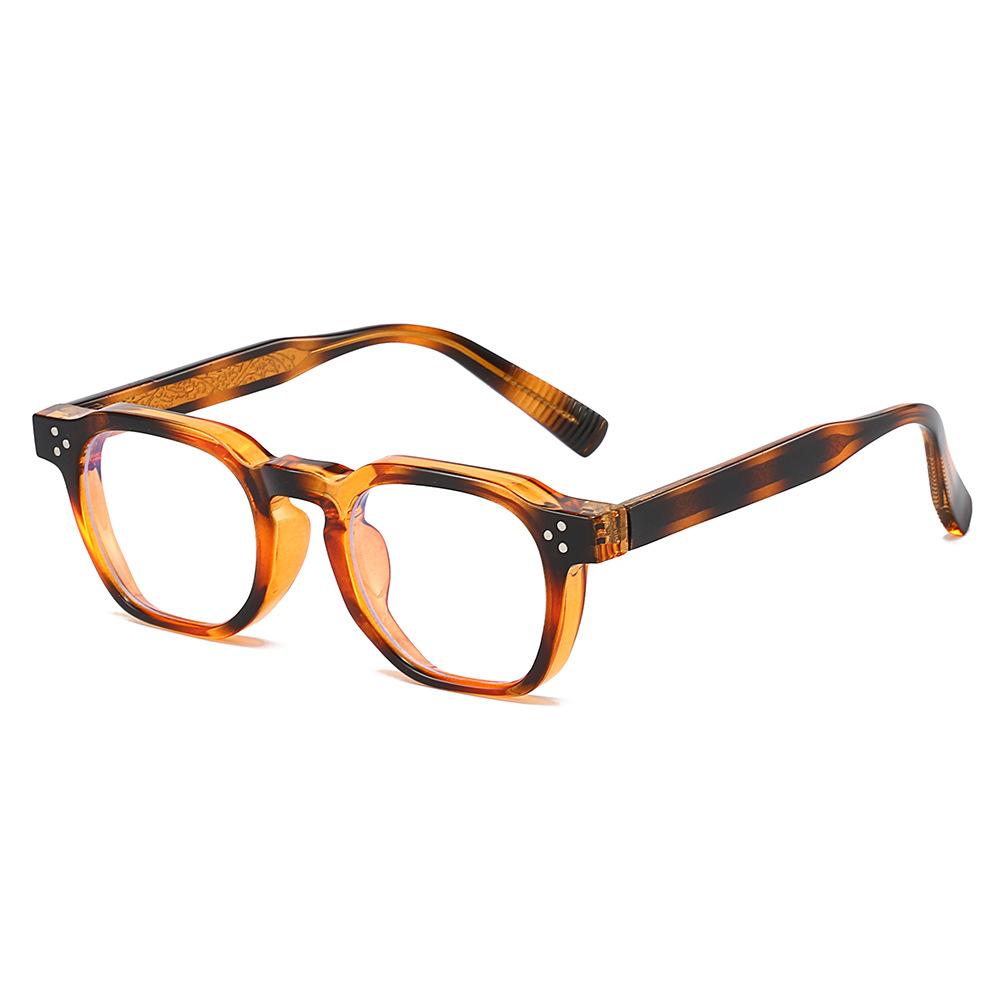 New Retro Leopard Print Square Anti Blue Light Glasses Unisex Anti Radiation Casual Eyewear